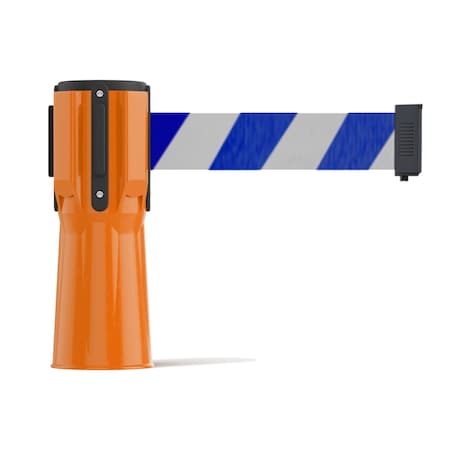 Montour Line Retractable Belt Barrier Cone Mount Orange Case 11ft. Blu/Wh Belt CP100-OR-BWD-110